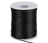 Mozeat Lens 1.5mm X 110 Yards Black Nylon Cord Satin String for Bracelet Jewelry Making Macrame Waxed Trim Cord Multi-Use Silk Cord for Braided Beading, Necklaces, Macrame Craft, Wind Chime Making