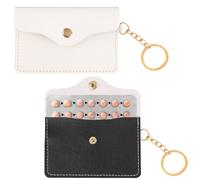 Mozeat Lens 2 Pack Birth Control Pill Case Sleeve Packet PU Leather Wallet Pill Holder Birth Control Case with Snap Closure and Keyring Contraceptive Medicine Holder for Travel Bag Backpack