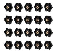 Mozeat Lens 20 Pack 1/4-20 Hex Cap Screw Star Knobs, Brass, Black, 1/4 Inch 20 Female Threaded, T Track Bolts