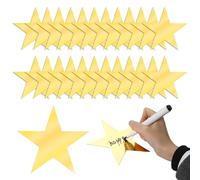 Mozeat Lens 24pcs Gold Paper Star Cutouts, 6 Inch, Double Printed, Glitter, Wedding Party, Christmas, Classroom Decor