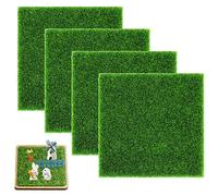 Mozeat Lens 4 Pcs Artificial Lawn Mat Artificial Turf 15x15 cm Artificial Grass Mat Life-Like Fairy Grass Mat Miniature Garden Miniature Garden Decoration For Micro Landscape Terrace