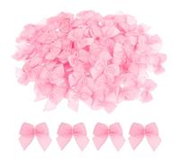 Mozeat Lens Mini Bows, 100 Pcs 1 Inch Small Pink Satin Ribbon Bows Tiny Premade Craft Bow for DIY Sewing Crafts Gift Wrapping Basket Wedding Birthday Christmas Party Scrapbooking Decorations