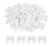 Mozeat Lens Mini Bows, 100 Pcs White Bows 1 Inch Satin Ribbon Bows Tiny Premade Craft Bows for DIY Sewing Crafts Gift Wrapping Basket Wedding Birthday Christmas Party Scrapbooking Decorations