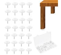 Mozeat Lens Pack of 50 White Plastic Rectangular Furniture Gliders, 20 mm, Table & Chair Floor Protection, Felt Gliders with Nails