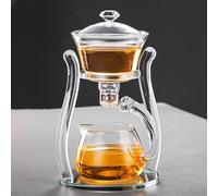 MOZEO Lazy Kungfu Teapot, Glass Semi-Automatic Tea Maker, Suction Automatic Water Brewing, Office Flower Glass Tea Set (Clear Teapot, 350ml, Transparent)