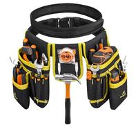 MOZETO Tool Belt 26 Pockets, Quick Release Construction Tool Belt with EDC Inner Belt for Electrician Carpenter, Adjusts from 30 to 50 Inches (36"-42")