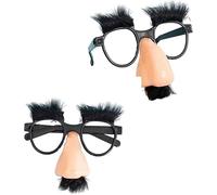 Mozff 2 Pcs Disguise Glasses With Funny Nose - Comedy Style - Plastic Oval Frames - Perfect For Parties and Celebrations, Decorations, Women's Costume Eyewear, Black, One Size