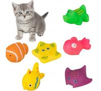 Mozff 6Pcs Colorful Pool Cat Interactive Toy, Cat Floating Water Toy, Pet Kitten Swimming Bathing Fish Toy, Sensory Toys for Indoor Cats to Self Play