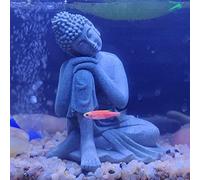 mozhixue Meditating Sandstone Buddha Statue Small Fish Aquarium Decorations Fish Tank Decor for Underwater Accessories Betta Sleep Rest