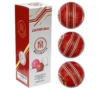 Mozi Sports® Leather Cricket Ball Senior Hand Stitched Match Quality Balls Weight 5.50oz (3x Red H-Stitched)