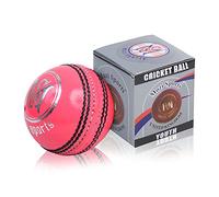 Mozi Sports Premium Leather Cricket Ball for Club Matches, Practice and Training Coaching Skills Development | Senior 5.5oz & Youth 4.75oz Options | (Single-Youth-Pink, Junior)