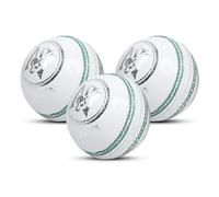 Mozi Sports Premium Leather Cricket Ball for Club Matches, Practice and Training | Senior 5.5oz & Youth 4.75oz Options | Genuine Premium and Durable Hard Cricket Balls (3x White Leather, Junior)