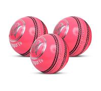 Mozi Sports Premium Leather Cricket Ball for Club Matches, Practice and Training | Senior 5.5oz & Youth 4.75oz Options | Genuine Premium and Durable Hard Cricket Balls (3x Pink Leather, Junior)