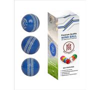 Mozi Sports Wind Cricket Balls - Indoor & Outdoor Soft Training Cricket Balls for Skills Coaching Practice (3x Wind Blue Balls)