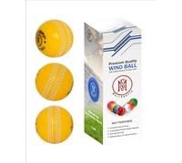 Mozi Sports Wind Cricket Balls - Indoor & Outdoor Soft Training Cricket Balls for Skills Coaching Practice (3x Wind Yellow Balls)