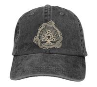 mozigena Viking Yggdrasil Baseball Cap Adjustable Hat, 3D-Print Norse Myth Dragon Snapback Cowboy Cap, 100% Cotton Casquette,One Size,Black