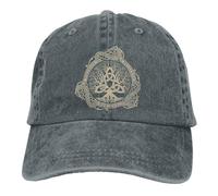 mozigena Viking Yggdrasil Baseball Cap Adjustable Hat, 3D-Print Norse Myth Dragon Snapback Cowboy Cap, 100% Cotton Casquette,One Size,Grey