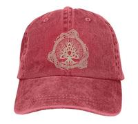 mozigena Viking Yggdrasil Baseball Cap Adjustable Hat, 3D-Print Norse Myth Dragon Snapback Cowboy Cap, 100% Cotton Casquette,One Size,Red