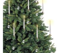 MozkeTo19 12 Pcs Christmas Tree Candles, Christmas Decoration, Flameless Candles for Christmas Tree with Remote Control Flickering with Clear Crystal Ball Warm Fake for Xmas Wedding Decor Gold