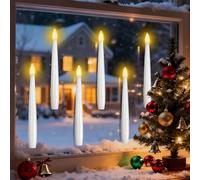 MozkeTo19 6 PCS Christmas LED Window Candles, Window Candles with Light Sensor Dusk to Dawn, Lvory LED Window Candle Battery Operated, Flameless Taper Christmas Window Candle for Window Decoration