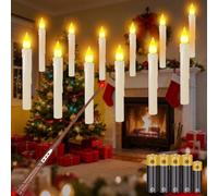 MozkeTo19 Christmas Decorations, 12PC Floating Candles with Wand, Flickering Warm Light Flameless Floating Led Candle, Battery Powered Christmas Tree Decoration Candles(12PC Including The Battery)
