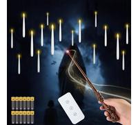 MozkeTo19 Christmas Decorations, 12PC Floating Candles with Wand, with 6 Hour Cycle Timer, Flickering Warm Light Flameless Floating Led Candle with Wand Remote (12PC Includes Battery)