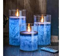 MozkeTo19 Flameless Candle, 2/4/6/8 Hour Timer LED Candle, Equipped with Realistic Moving Wick, Transparent Glass Pillar, Real Wax Lamp Body, The Effect is More Realistic