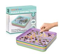 MOZOOSON Puzzle Sorting Trays, 6 Pack Puzzle Sorter Jigsaw Accessories, Great Gift for Puzzle Lovers for Organizing Puzzles 500/1000/2000 Pieces, Hold Hot or Cold Items, Large Surface Area Stackable