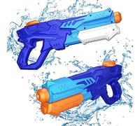 MOZOOSON Water Pistols for Kids, 2 Pack Powerful Water Gun with 620ML, Long Range Squirts up to 8-10m, Water Guns Suitable for Kids Adults for Garden Games, Cat Deterrent, Blue