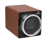 MOZSLY Single Watch Winder for Automatic Watches with Quiet Motor and 12 Directions of Rotation Leather, brown