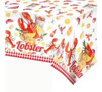 MOZUI 2-Pack Crawfish Party Tablecloths | 87x54 Inch Lobster Birthday Table Covers Seafood Boil Party Supplies with Playful Crustacean Prints | Perfect for Crawfish Boil Table Cloths Lobster Parties