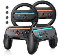 Mozuper Joy-Con Grips and Steering Wheels for Nintendo Switch 2 Mario Kart World, with 4 Pcs Thumb Grip Caps, Ergonomic Design 8 in 1 Switch 2 Accessories Bundle for Joy-Con 2 Controllers