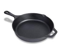 MOZUVE 12 Inch Cast Iron Skillet, Frying Pan with Drip-Spouts, Pre-seasoned Oven Safe Cookware, Camping Indoor and Outdoor Cooking, Grill Safe, Restaurant Chef Quality