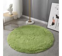 Mozzeilee Bath Mat Round, Ultra Soft Shaggy Plush Microfiber Bathroom Floor Bathtub-Side Circle Bath Rug, Water Absorption Machine-Washable Bedroom Hallway Foot Mats (Green,60x60cm)
