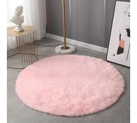 Mozzeilee Bath Mat Round, Ultra Soft Shaggy Plush Microfiber Bathroom Floor Bathtub-Side Circle Bath Rug, Water Absorption Machine-Washable Bedroom Hallway Foot Mats (Pink,40x40cm)