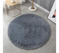 Mozzeilee Bath Mat Round, Ultra Soft Shaggy Plush Microfiber Bathroom Floor Bathtub-Side Circle Bath Rug, Water Absorption Machine-Washable Bedroom Hallway Foot Mats (Light Grey,80x80cm)