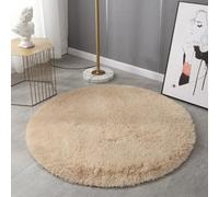 Mozzeilee Bath Mat Round, Ultra Soft Shaggy Plush Microfiber Bathroom Floor Bathtub-Side Circle Bath Rug, Water Absorption Machine-Washable Bedroom Hallway Foot Mats (Camel,60x60cm)