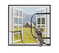 Mozzeilee Cat Protection Mesh Net with Zipper, Custom Size Cat Window Guard Scree, Flat Window Nets to Keep Cats Safe Indoors, Self-Adhesive Netting Anti-Mosquito Insect (Black)
