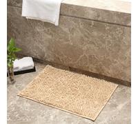 Mozzeilee Chenille Bath Mat, Ultra Soft High Absorbency Bathroom Mat with Non-Slip Backing, Machine Washable Fast Drying Bathroom Rug for Shower Tub Floor (Khaki,90x60cm)