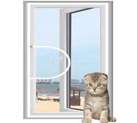 Mozzeilee Custom Cat Safety Net, Personalised Screen Mesh with Zipper Opening, Anti-Mosquito Insect Bugs Window Netting for Patio Living Room Balcony (White)