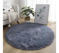 Mozzeilee Round Bath Mat, Plush Machine-Washable Bathroom Shower Floor Rug for Bathtub-Side, Extra Soft Absorbent Fluffy Foot Mat for Hallway Living Room Bedroom (Light Grey,80cm(Round))