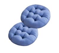 Mozzeilee Round Chair Cushion 2 Pieces, Garden Living Room Circular Stools Mat, Comfortable Seat Pad for Office Yard Balcony Dining Room Patio Coffee Shop (Blue)