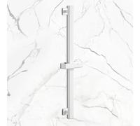Mozzeilee Square Shower Riser Rail, Bathroom Shower Slide Bar SUS304 Stainless Steel Wall Mounted, 360° Rotatable 60cm Adjustable Shower Head Holder Slider Rail (White)