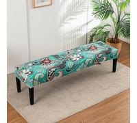 Mozzeilee Stretch Protector Cover for Dining Bedroom Bench, Elastic Long Chair Stool Slipcover Washable Furniture Seating Protective Covers (Length:107-140cm,Style L)