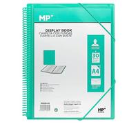 MP, 30- Pocket Folder, Spiral Binder, Sealing Rubbers, Clear Pockets, Display Folder, Includes One Envelope Binder with Button, Academic, Office, Turquoise Binder.