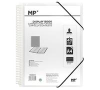 MP, 40- Pocket Folder, Spiral Binder, Sealing Rubbers, Clear Pockets, Display Folder, Includes One Envelope Binder with Button, Academic, Office, White Binder.