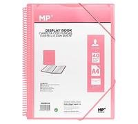 MP, 40- Pocket Folder, Spiral Binder, Sealing Rubbers, Clear Pockets, Display Folder, Includes One Envelope Binder with Button, Academic, Office, Pink Binder.