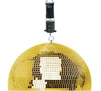 MP Essentials Branded Lightweight Dance Disco Party DJ Mirror Ball (300mm 12", Gold + Revolving Motor)