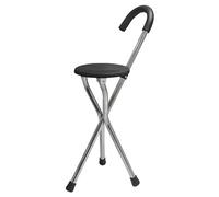 MP Essentials Walking Stick with Seat Walking Cane Chair, Portable Seat Elderly Medical Disability Aid Support | Black