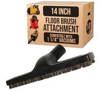 MP Maresh Products Vacuum Brush Attachment for Hardwood and Bare Floors or Walls - Wall Brush for Cleaning with Natural Horse Hair Bristles - 1 1/4 Inch Female ID Connection - 14-Inch with Wheels